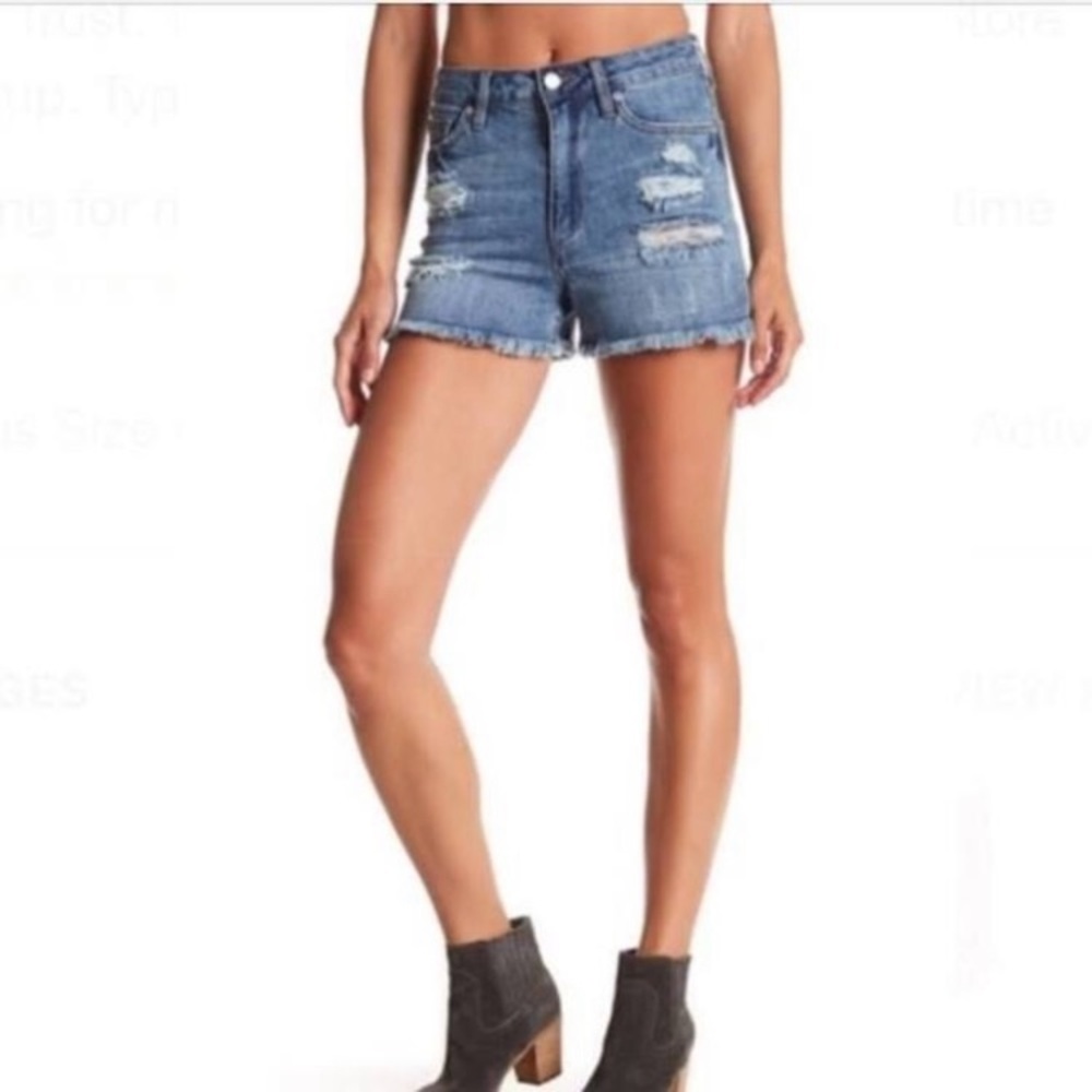 Joes Jeans Kiernan High Waist Distressed Denim Raw Hem Shorts Women’s‎ Sz 25